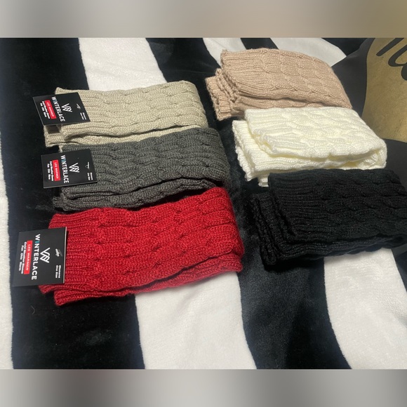 Leg Warmers for Women, 6 Pairs Knee High Cable Knit Warm Thermal Acrylic Sleeves - Picture 2 of 8